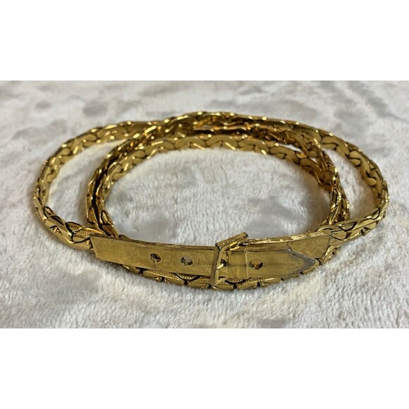 VTG 80s Accessocraft Gold Tone Metal Braided Leaf Belt 33\